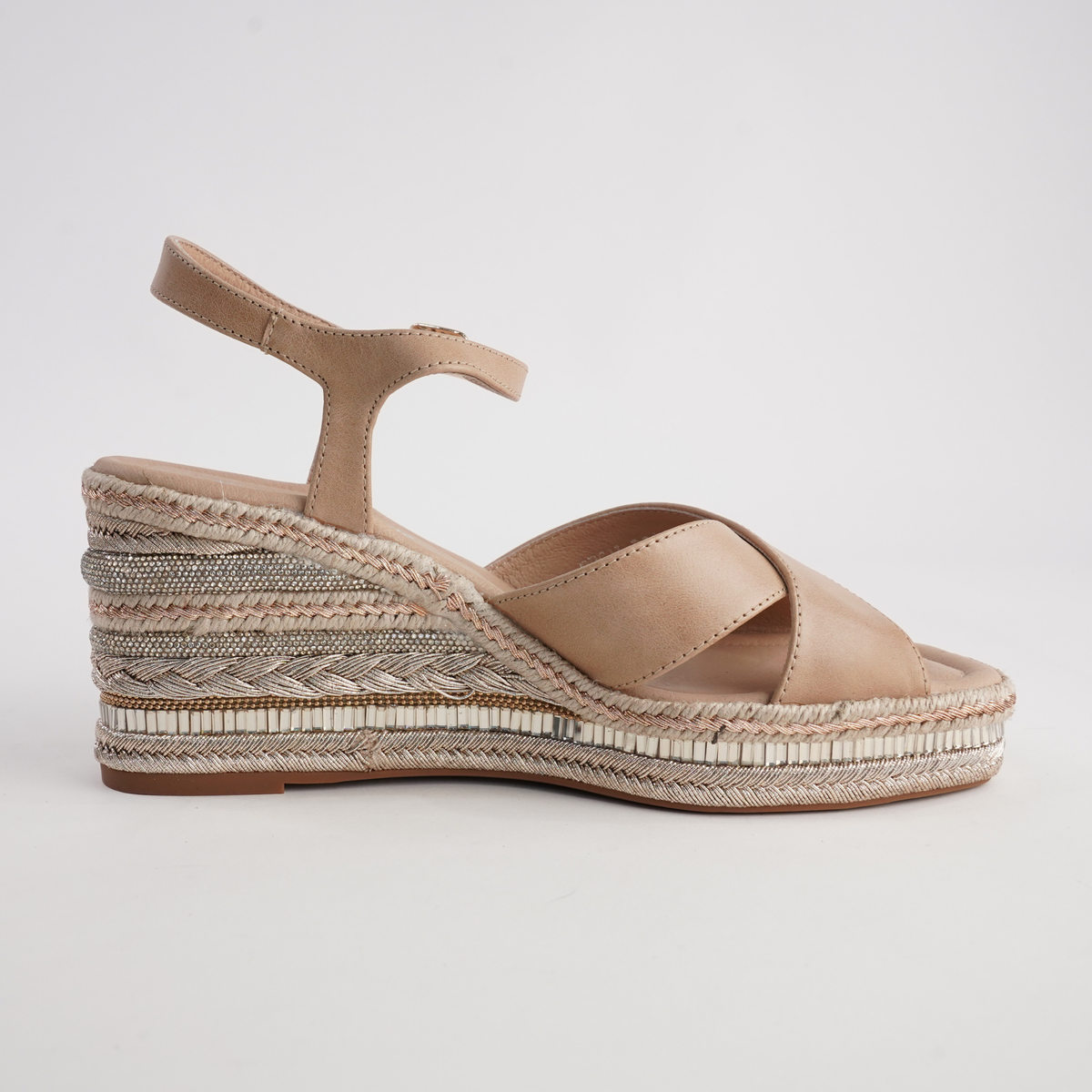 Orgal Cappuccino Leather Espadrille Wedges - DJANGO AND JULIETTE | Shouz