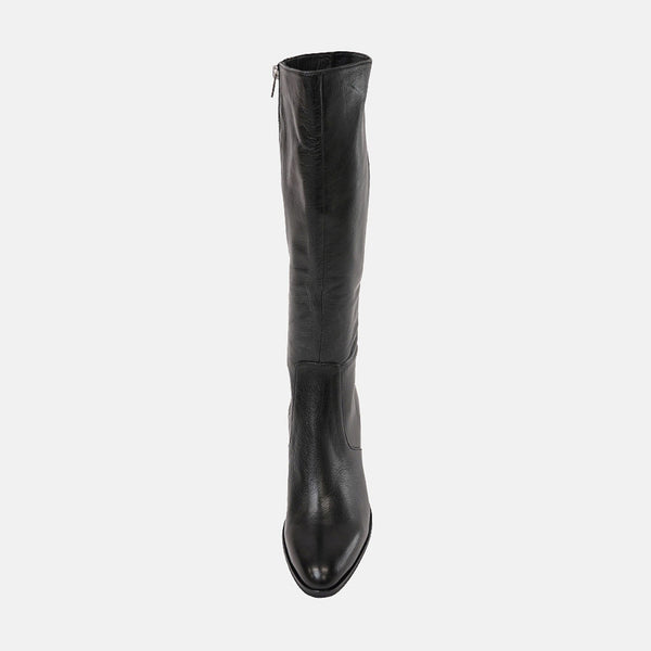 Zodiak Black/Black Leather Knee High Boots