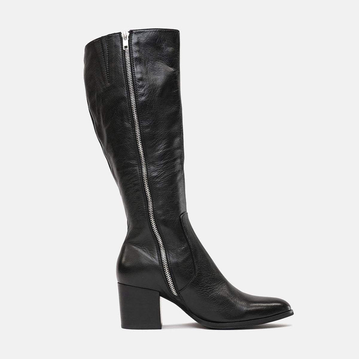 Zodiak Black/Black Leather Knee High Boots, DJANGO & JULIETTE - Shouz