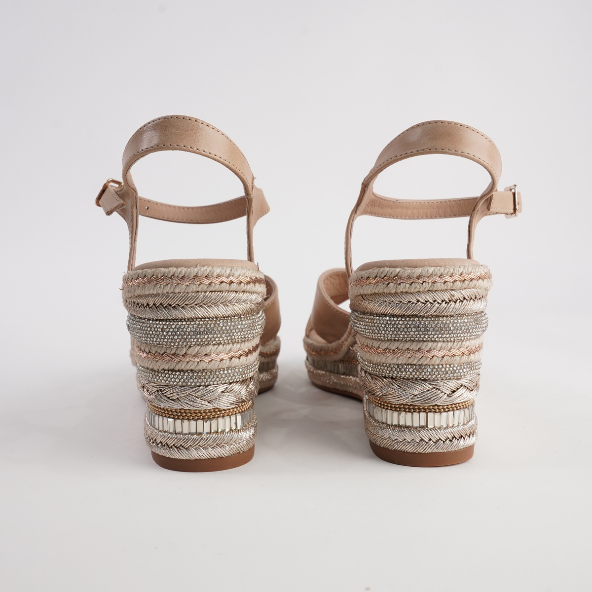 Orgal Cappuccino Leather Espadrille Wedges - DJANGO AND JULIETTE | Shouz