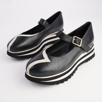 Elanies Black/ Milk Leather Flats - DJANGO AND JULIETTE | Shouz