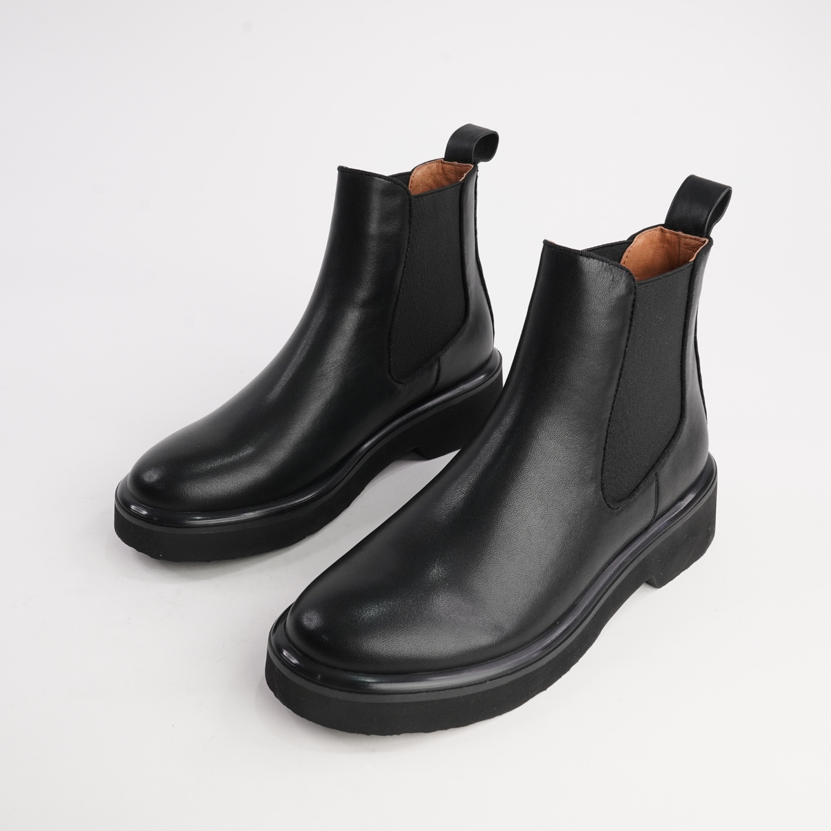 Thea Black Leather Ankle Boots
