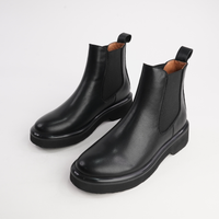 Thea Black Leather Ankle Boots