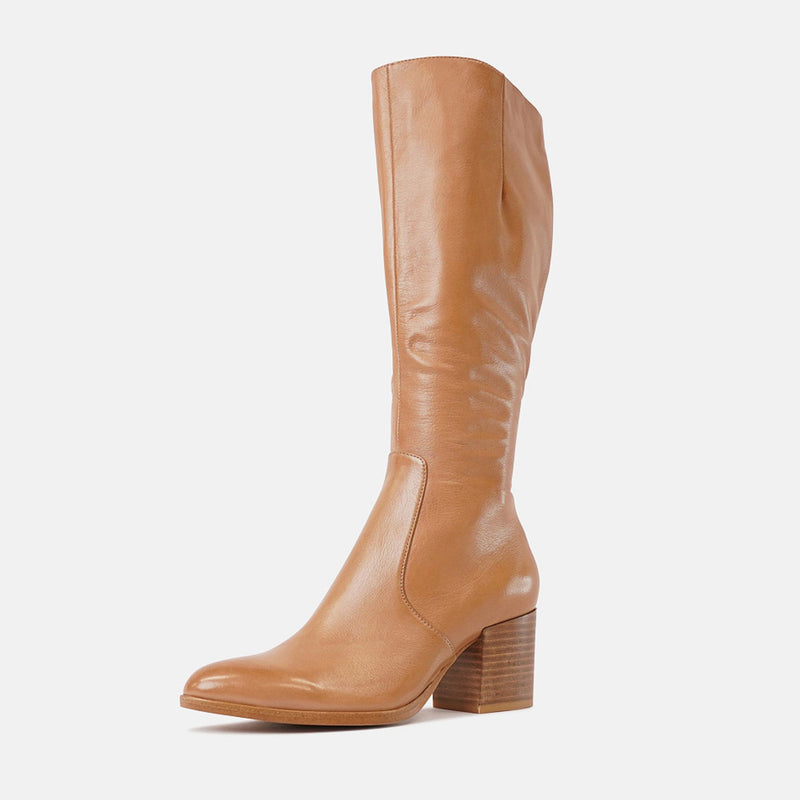 Zodiak Tan/Natural Leather Knee High Boots