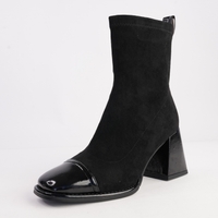 Abolish Black Patent/ Black Suede Stretch Boots - BRESLEY | Shouz
