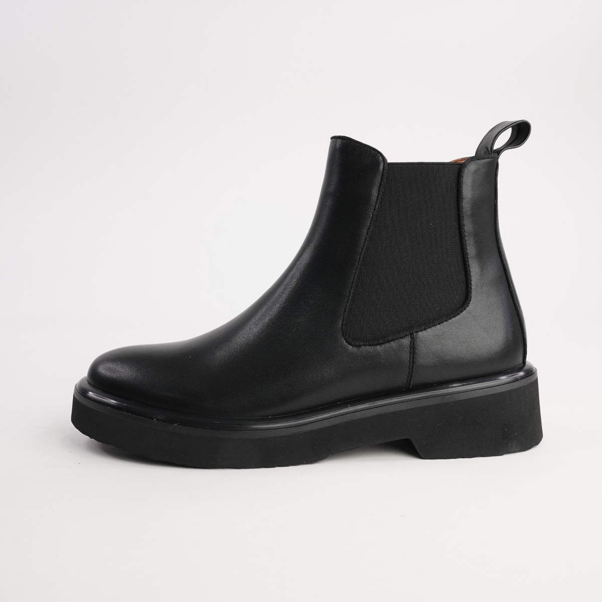 Thea Black Leather Ankle Boots