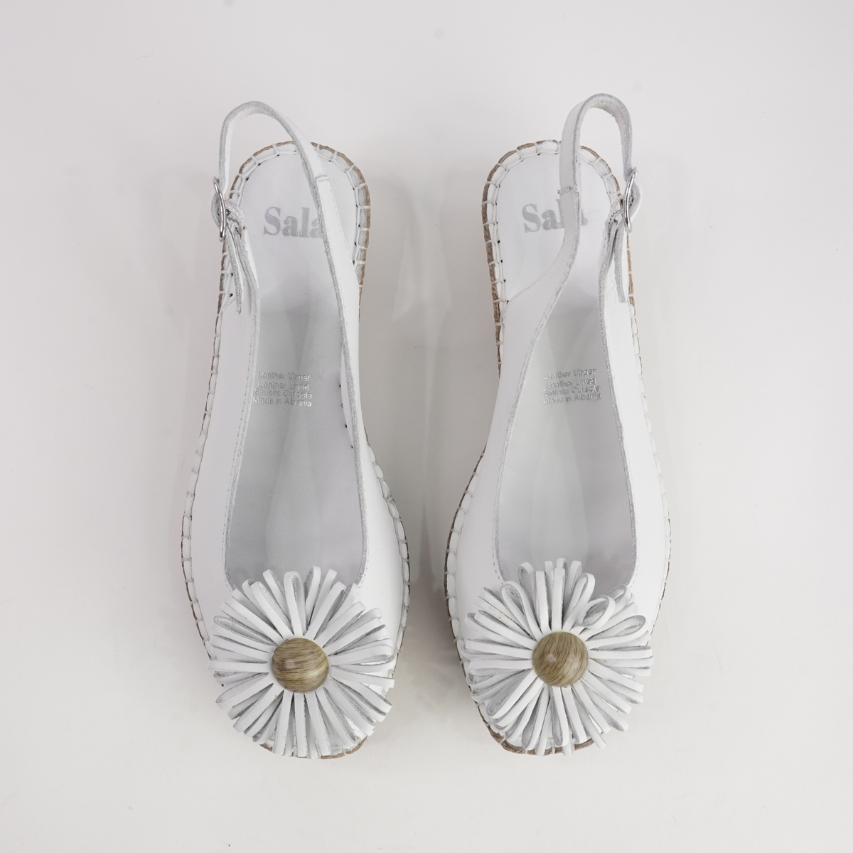 Erica White Leather Espadrille Wedges - SALA | Shouz