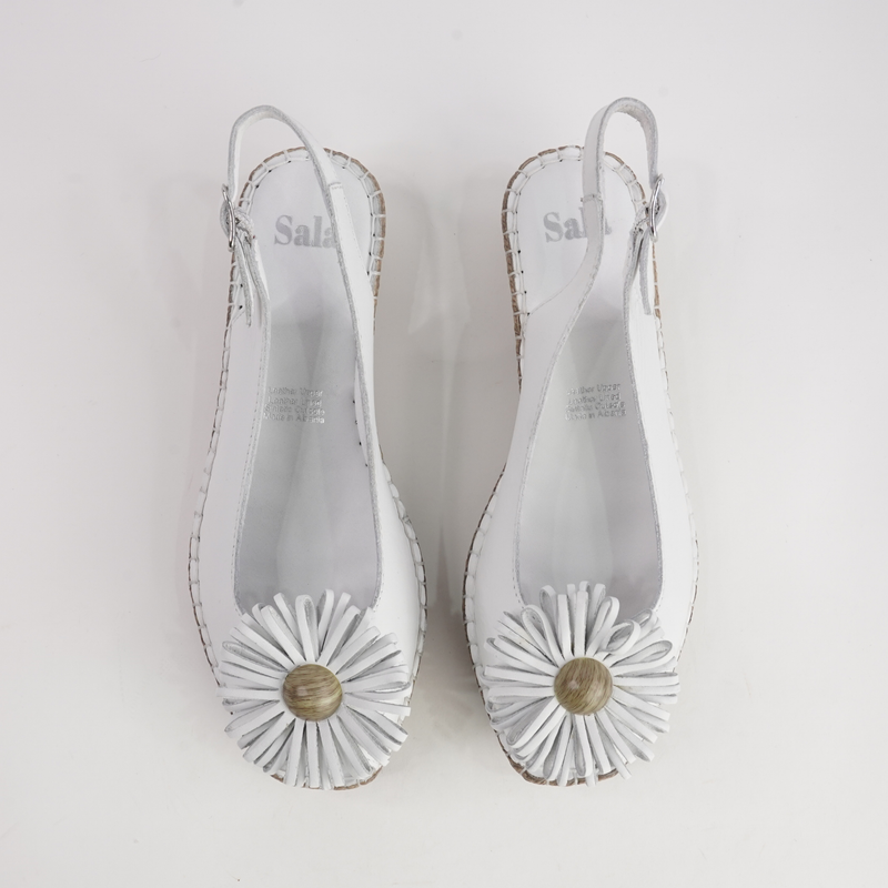 Erica White Leather Espadrille Wedges