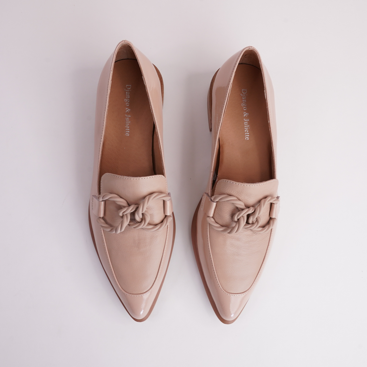 Elgin Cappuccino Patent Leather Loafers - DJANGO AND JULIETTE | Shouz