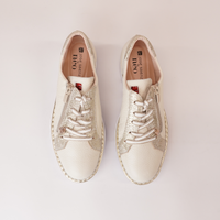 Js-4420 Beige/ Champagne Leather Sneakers