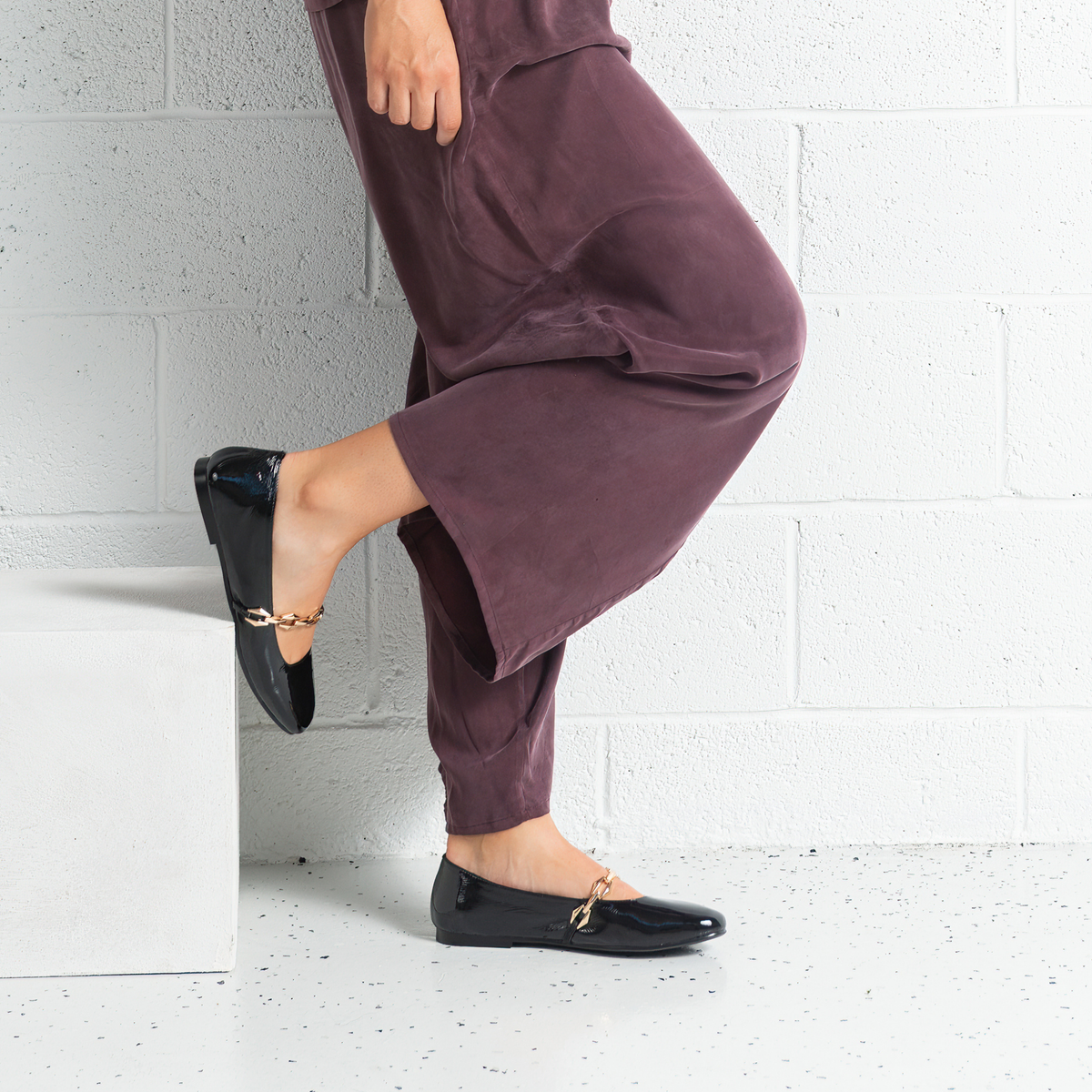 Petra Black Patent Ballet Flats - BRESLEY | Shouz