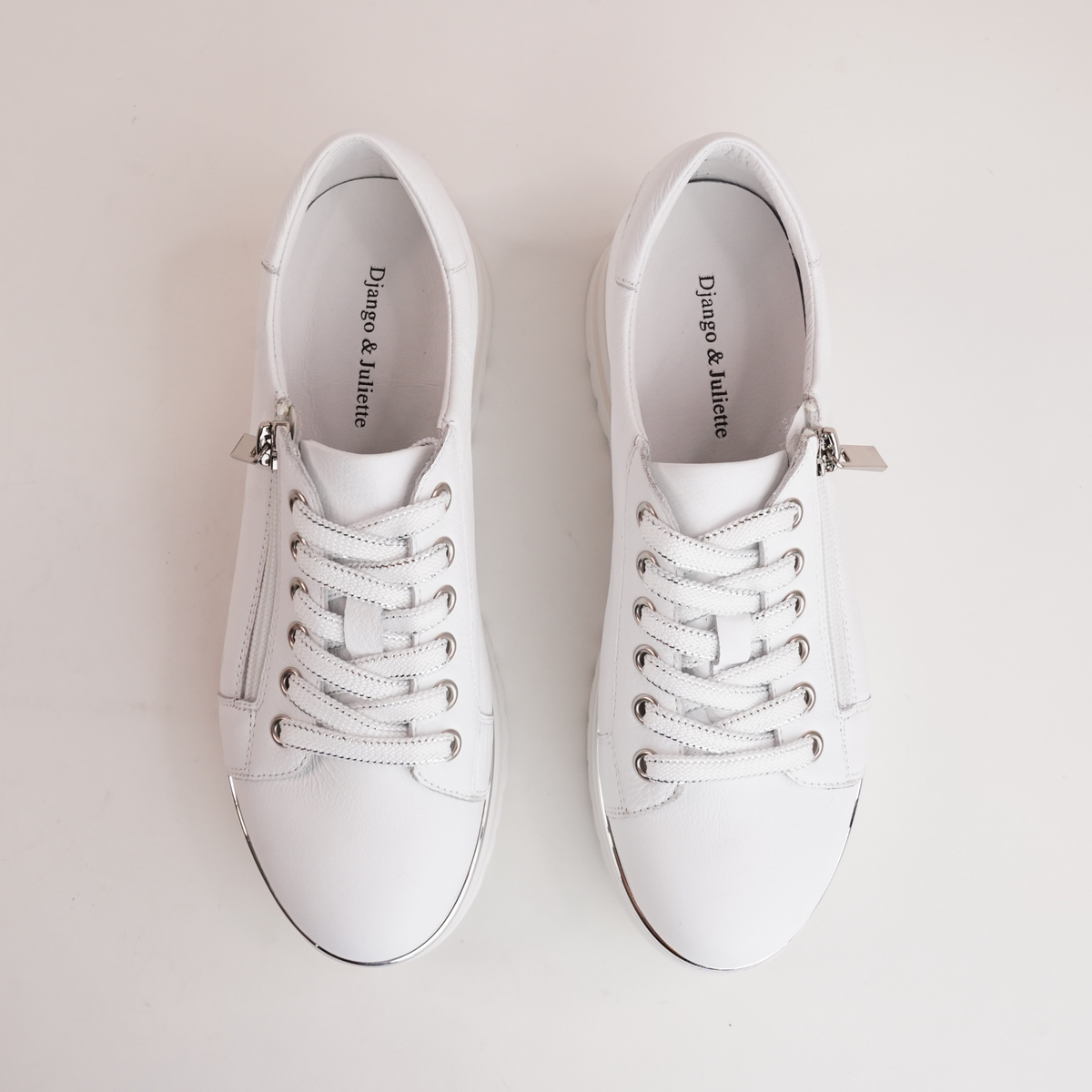 Eammes White Leather Sneakers - DJANGO AND JULIETTE | Shouz