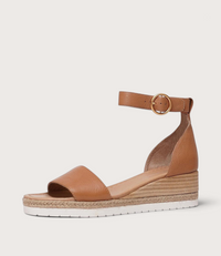 Idola Dark Tan Leather Wedges