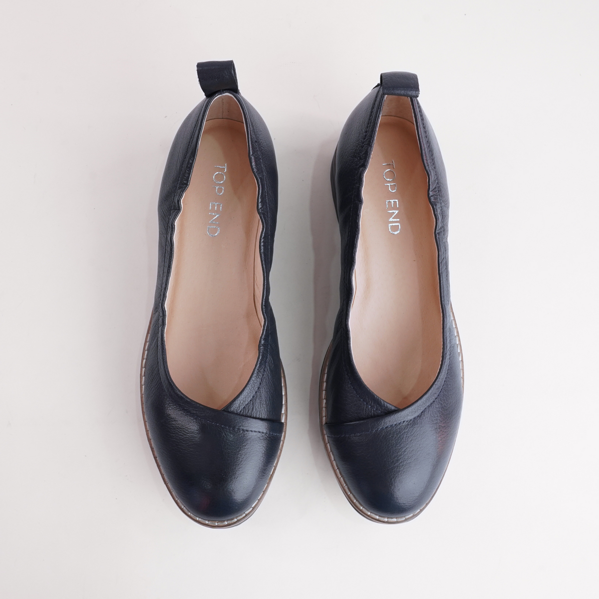 Oxsson Navy/ Navy Sole Leather Flats - TOP END | Shouz