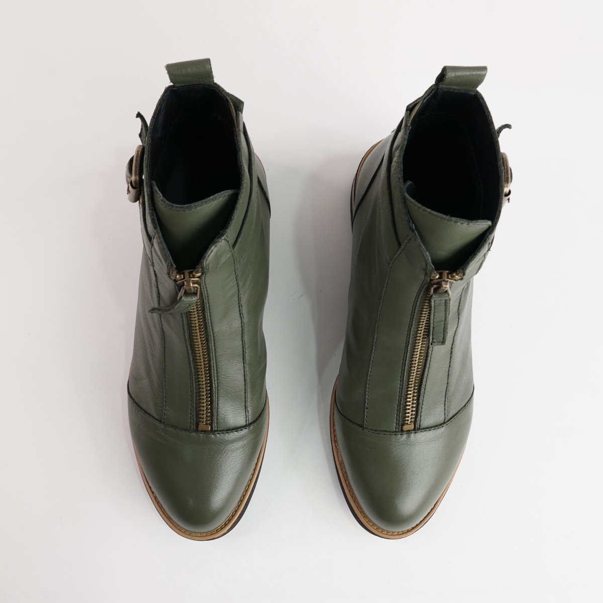 Dooley Olive Leather Ankle Boots