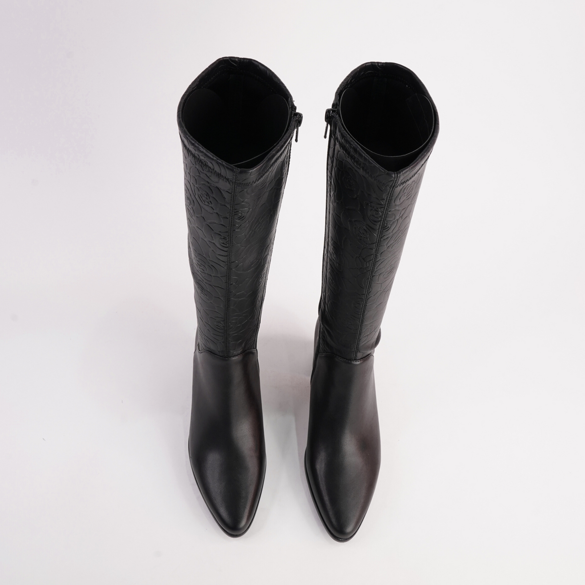 Swap Black Leather Knee High Boots