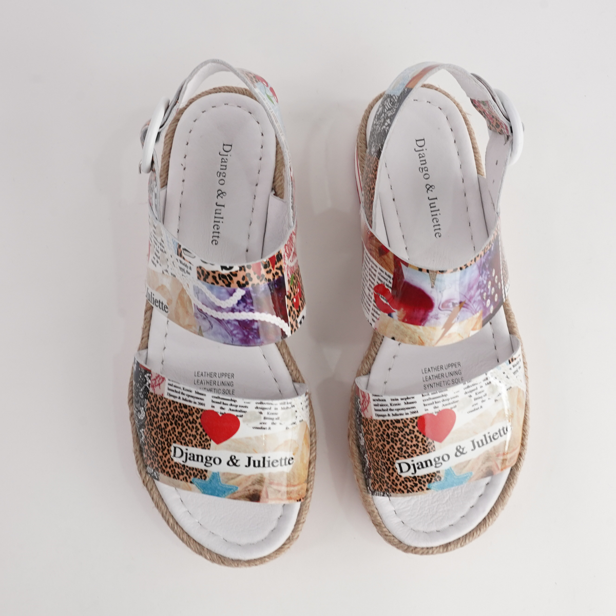Atha Collage Print Leather Sandals - DJANGO AND JULIETTE | Shouz