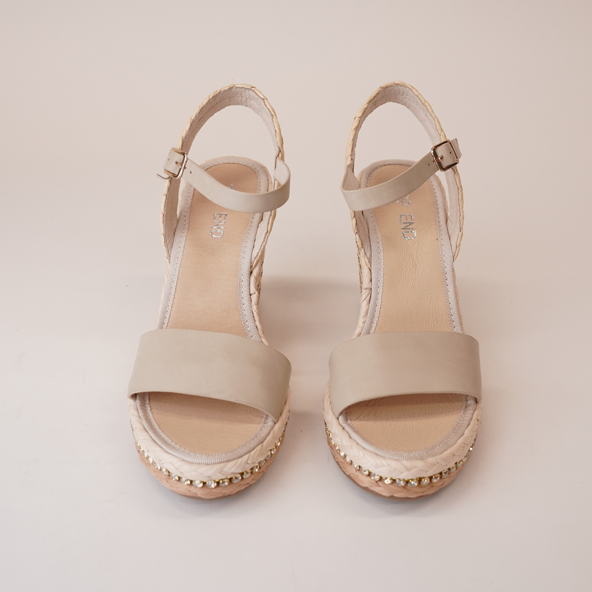 Etroya Almond Leather Espadrille Wedges - TOP END | Shouz