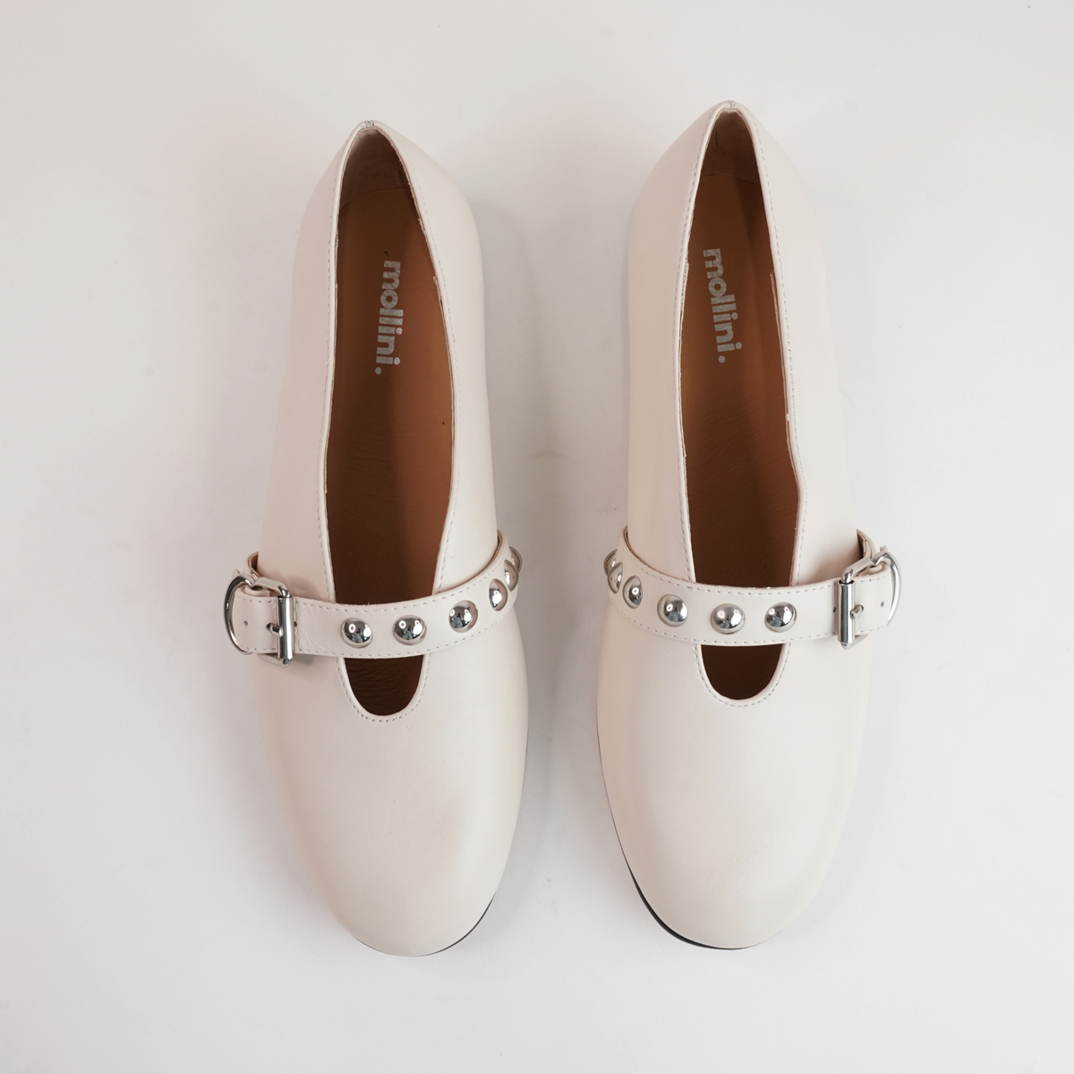 Ultrah Cream Leather Flats - MOLLINI | Shouz