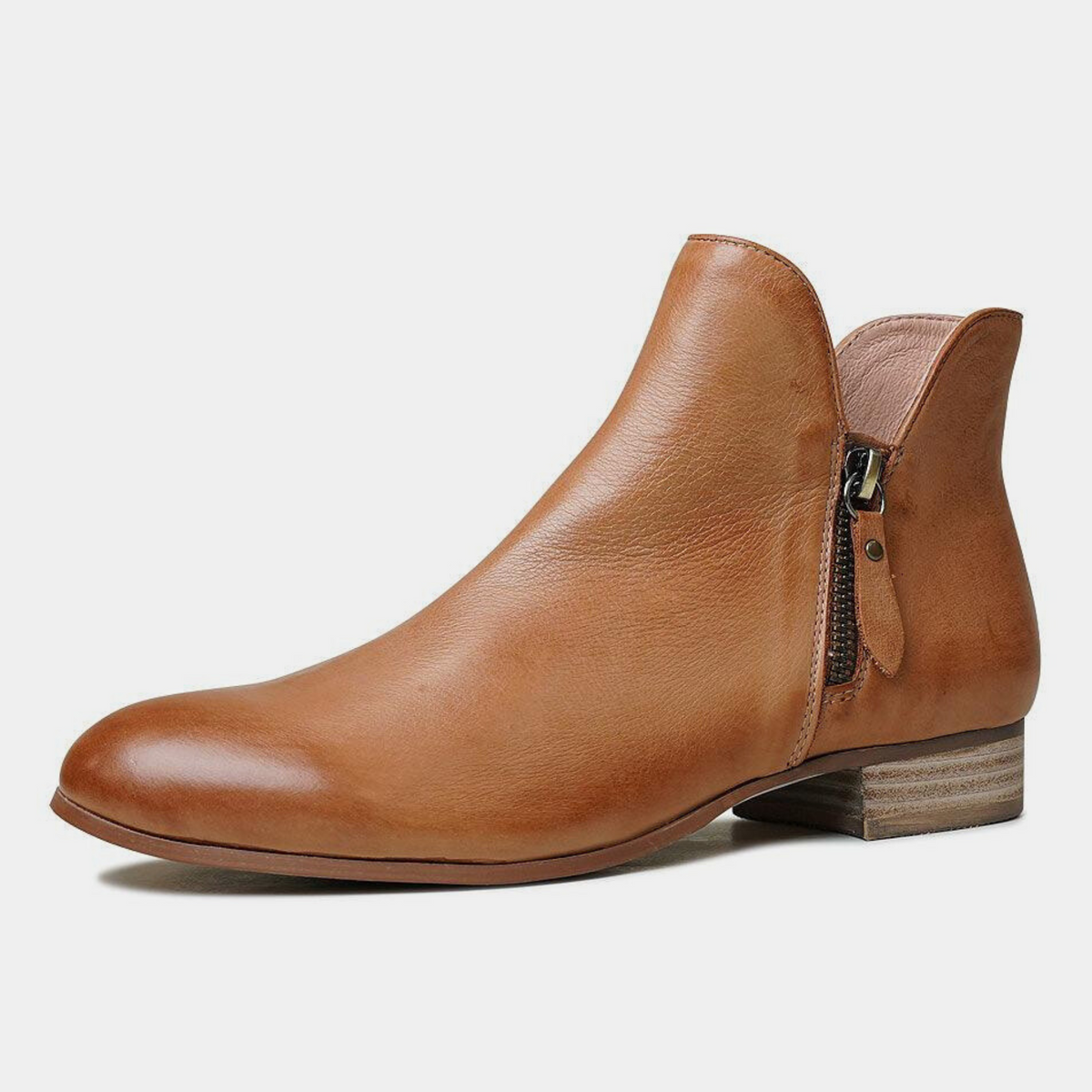 Faye Dark Tan Leather Ankle Boots - DJANGO AND JULIETTE | Shouz
