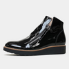 Ohmy Black Patent Leather Ankle Boots