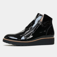 Ohmy Black Patent Leather Ankle Boots