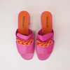 Adder Fuchsia/ Orange Leather Heels