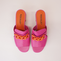 Adder Fuchsia/ Orange Leather Heels