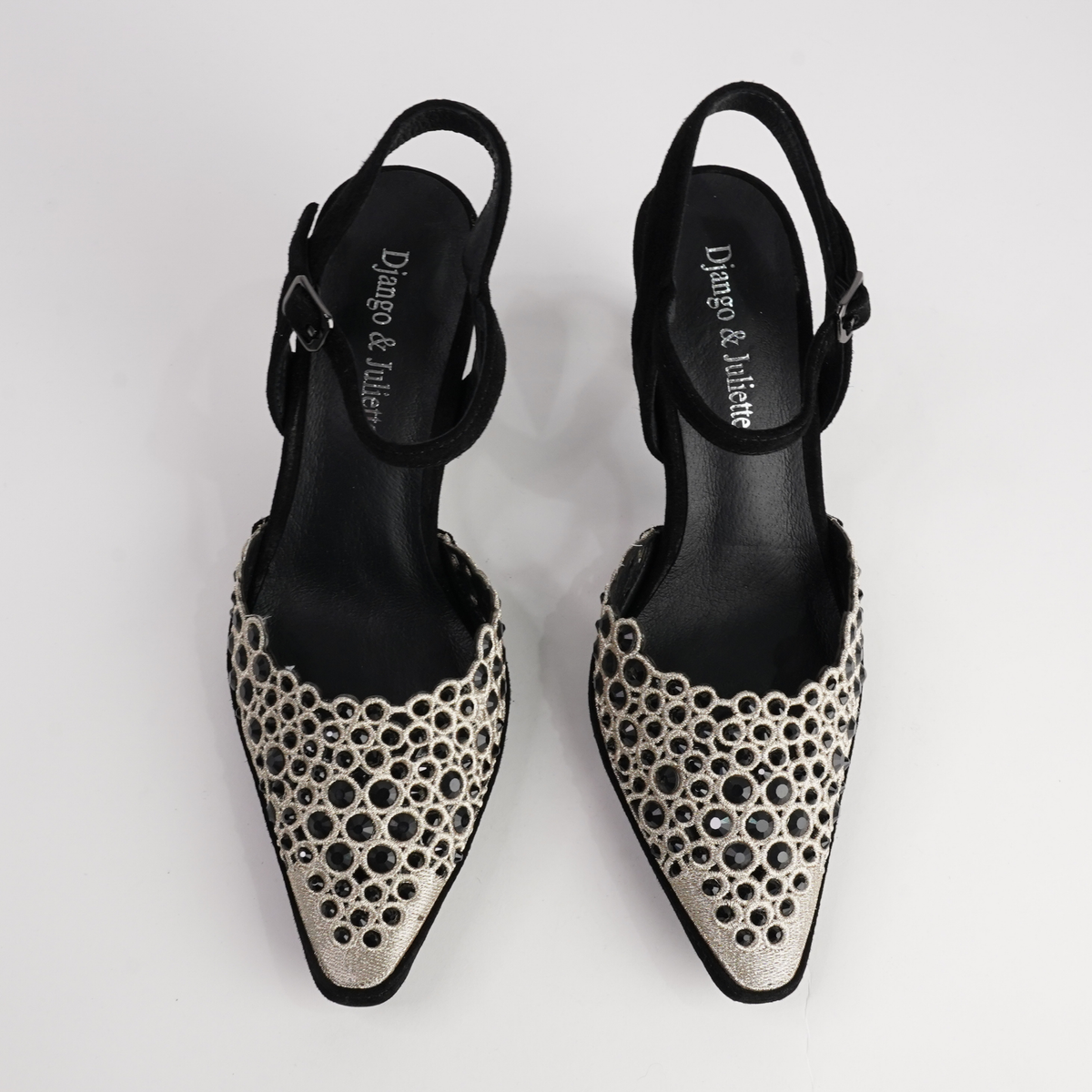 Kyler Black/ Gold Leather Heels - DJANGO AND JULIETTE | Shouz