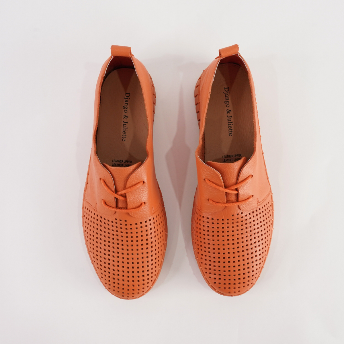 Huston Orange/ Orange Sole Leather Sneakers - DJANGO AND JULIETTE | Shouz