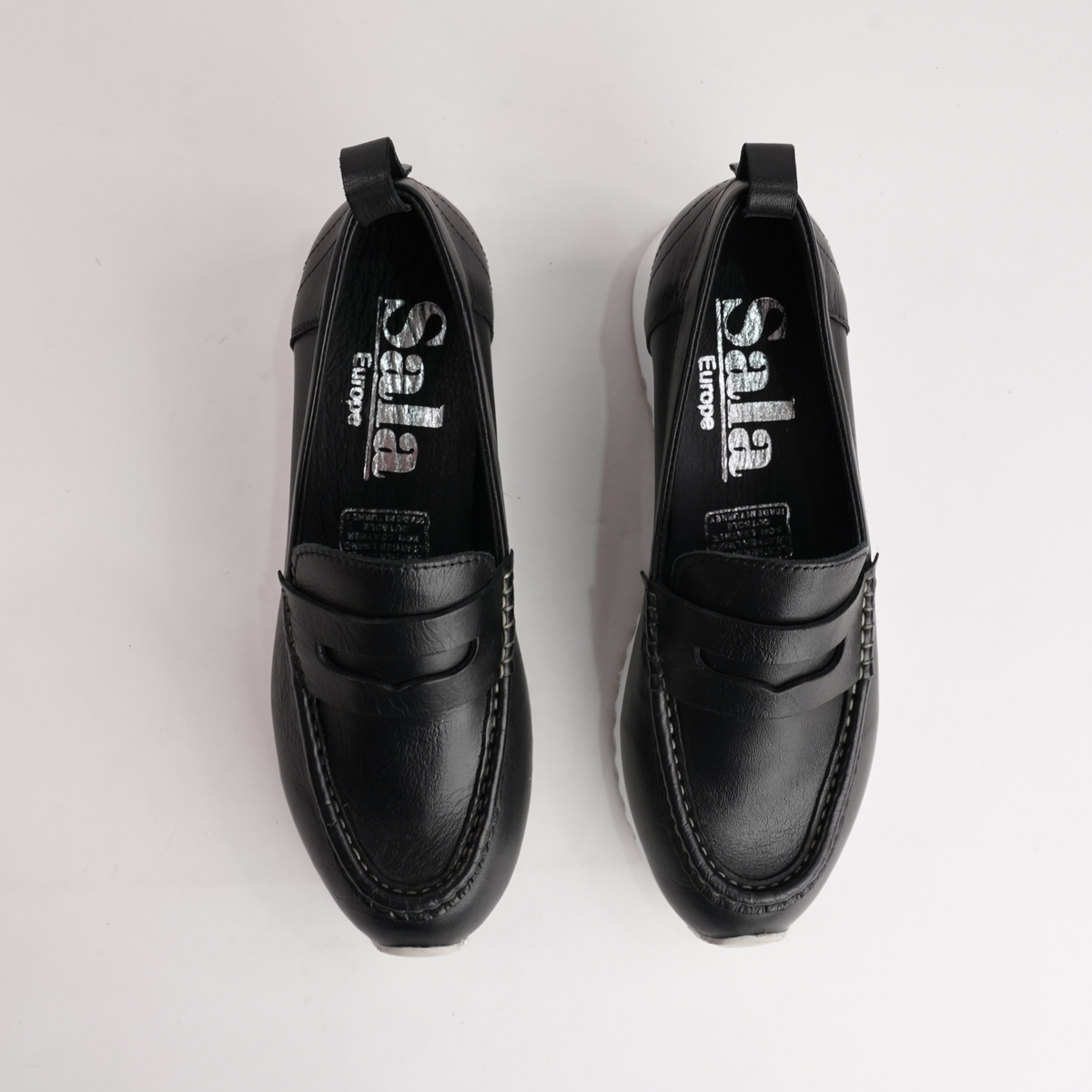 Peggy Black Leather Loafers - SALA | Shouz