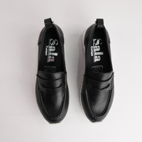 Peggy Black Leather Loafers