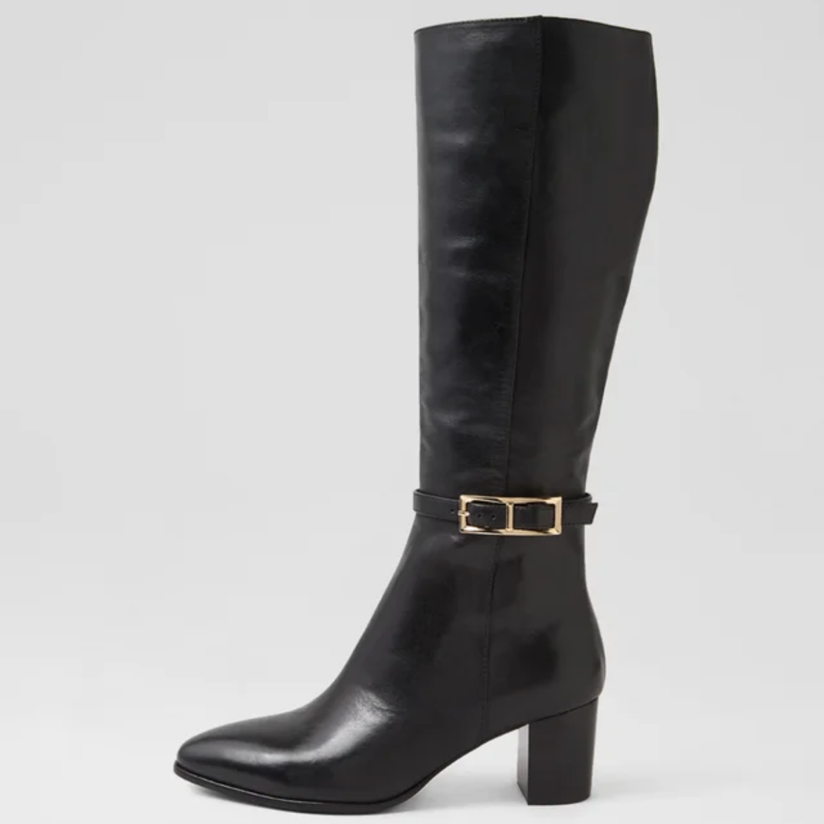 Brielles Black Leather/ Black Heel Knee High Boots - DJANGO AND JULIETTE | Shouz