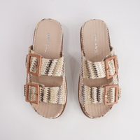 Ixey Natural Multi Raffia Slides