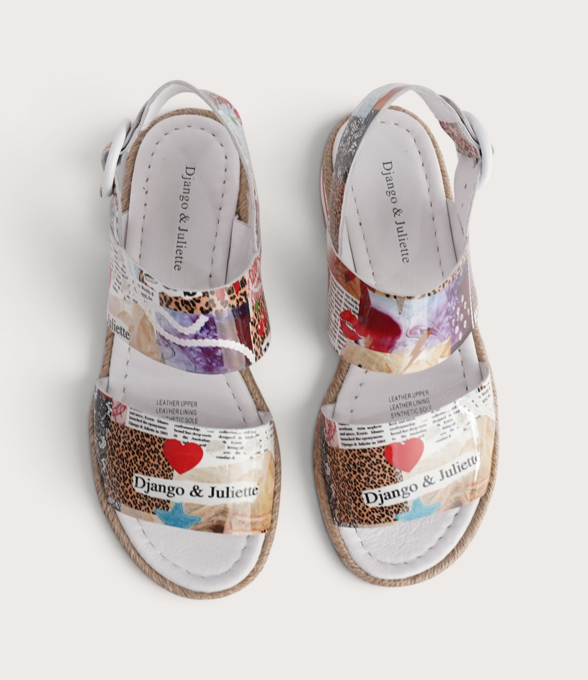 Atha Collage Print Leather Sandals