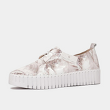 Brenda White Shell Pearl Patent Leather Sneakers