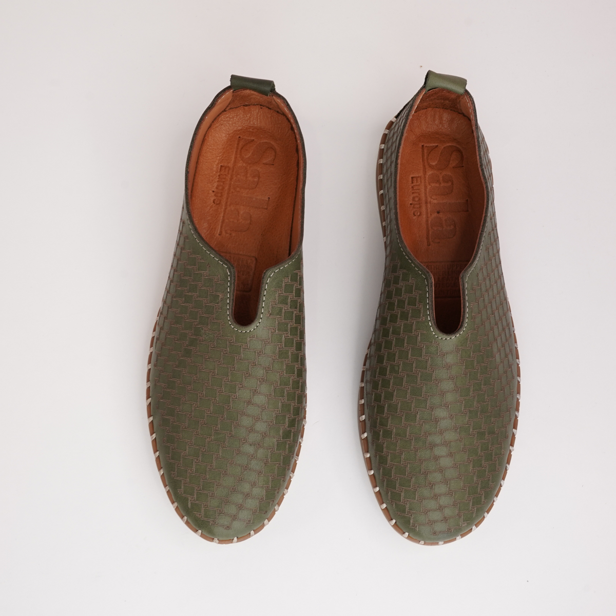 Lassy Dark Olive Leather Sneakers - SALA | Shouz