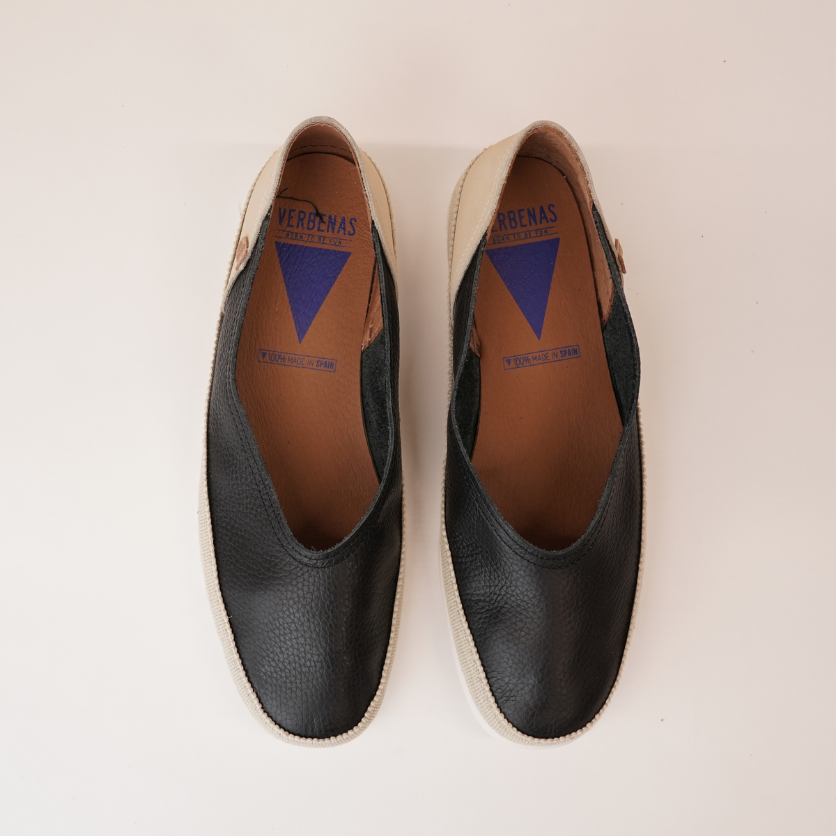 Noelia Black Leather Espadrilles - VERBENAS | Shouz