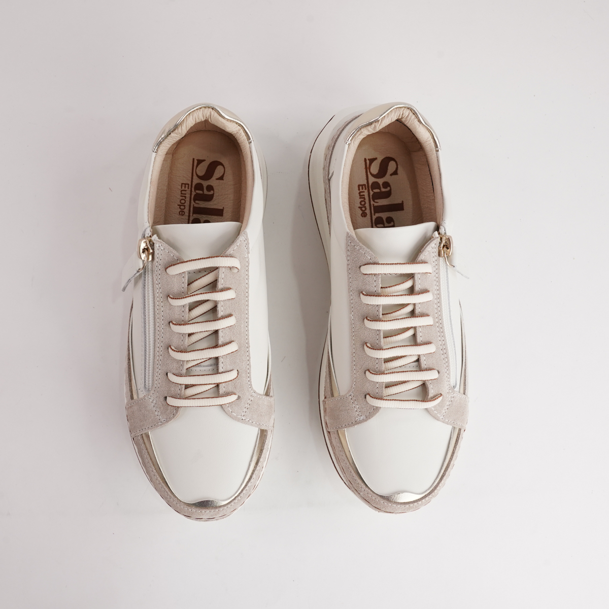 Vogue Crema Leather Sneakers - SALA | Shouz