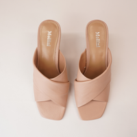 Aiya Dark Nude/ Natural Heel Leather Wedges