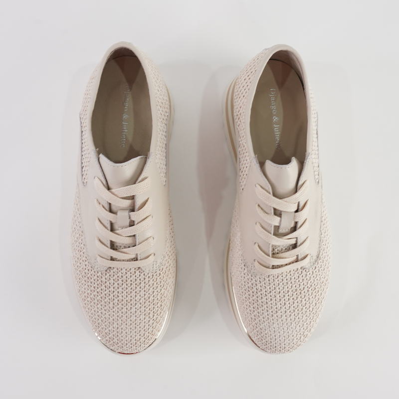 Endo Ivory Raffia/ Milk Leather Sneakers