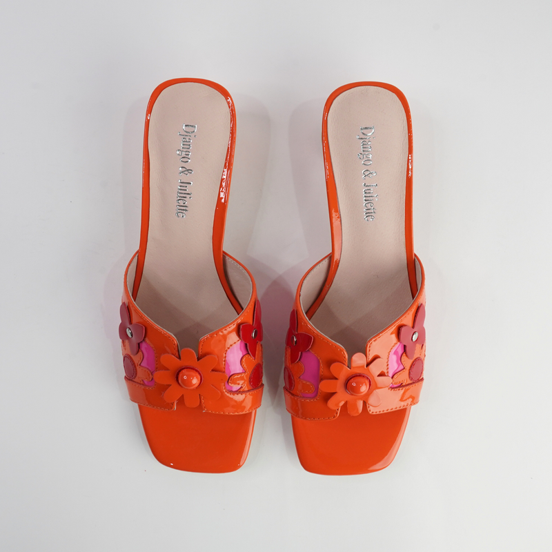 Hetti Orange/ Pink Multi Patent Leather Heels