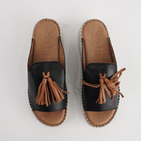 Sonny Black Leather Slides