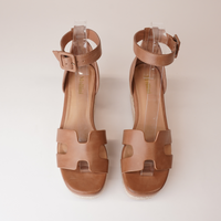 Geegie Tan Leather Espadrille Wedges