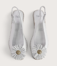 Erica White Leather Espadrille Wedges