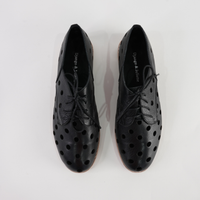 Aksel Black Leather Lace Up Flats