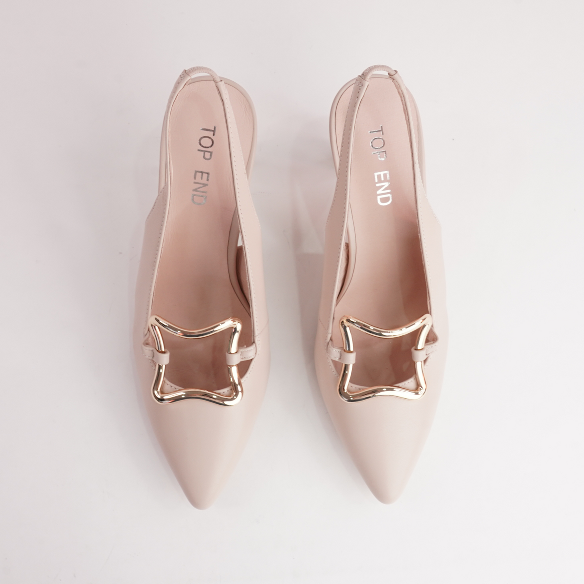 Linky Nude Leather Heels - TOP END | Shouz