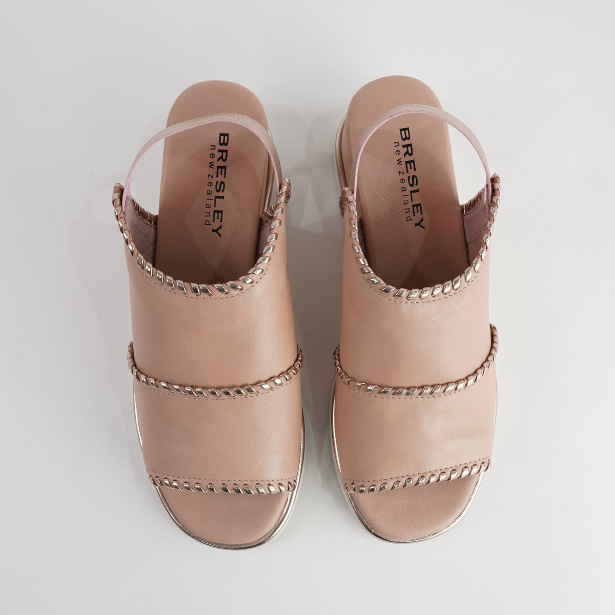 Sigma Powder/ Rose Gold Leather Sandals - BRESLEY | Shouz