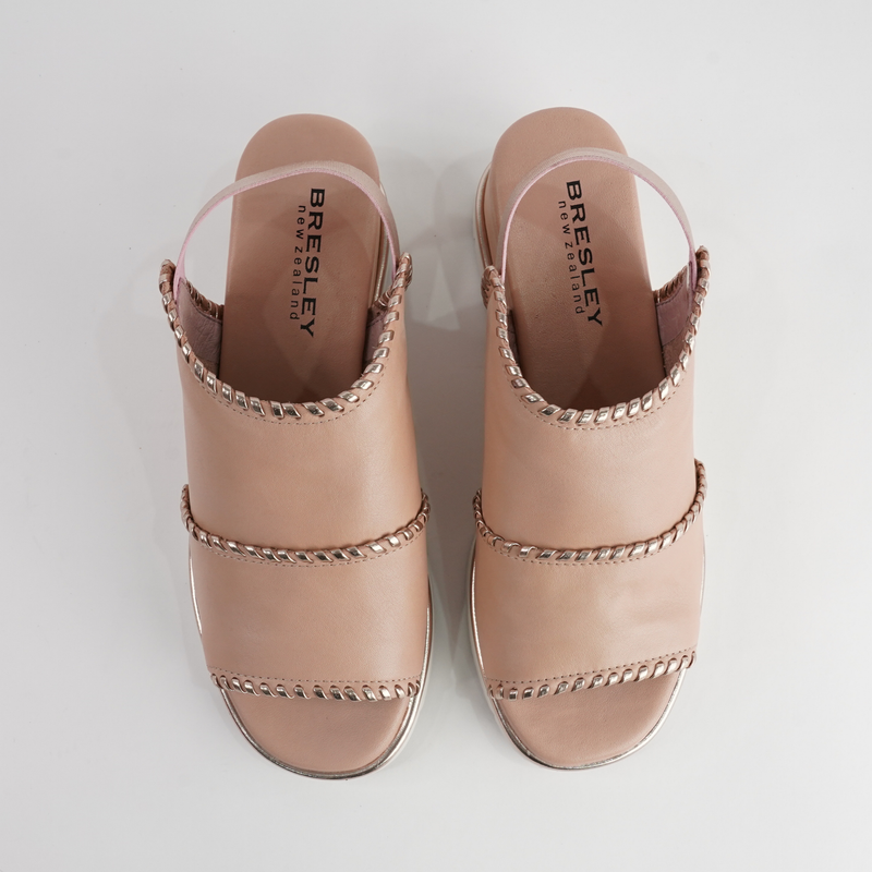 Sigma Powder/ Rose Gold Leather Sandals