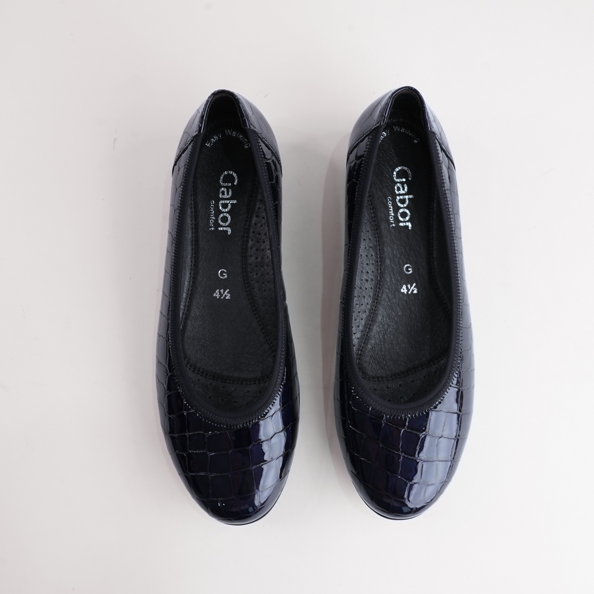 Gia Ocean Alligator Patent Leather Ballet Flats